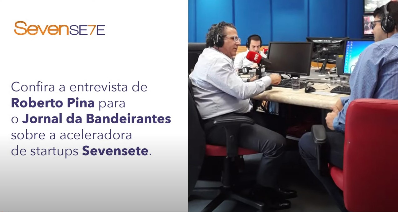 Roberto Pina, CEO da Sevensete, durante entrevista realizada para o Jornal da Bandeirantes, no estúdio da Band.